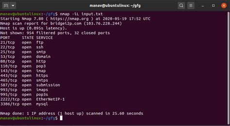 Nmap Command In Linux With Examples Geeksforgeeks