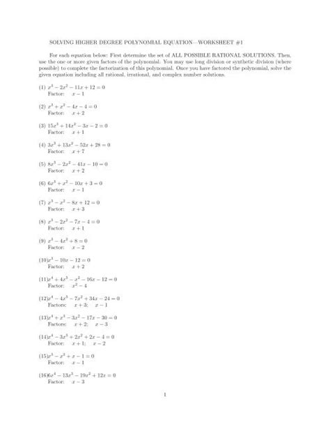 solving polynomial equations worksheet answers emoji solve polynomial