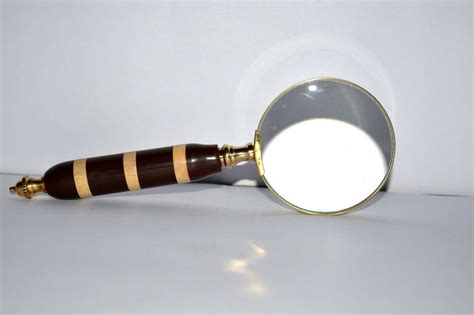 Handmade Antique Vintage Brass Magnifying Glass Wooden Handle Etsy