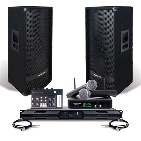 sound town professional pa system set   full range pa speakers class  power amplifier