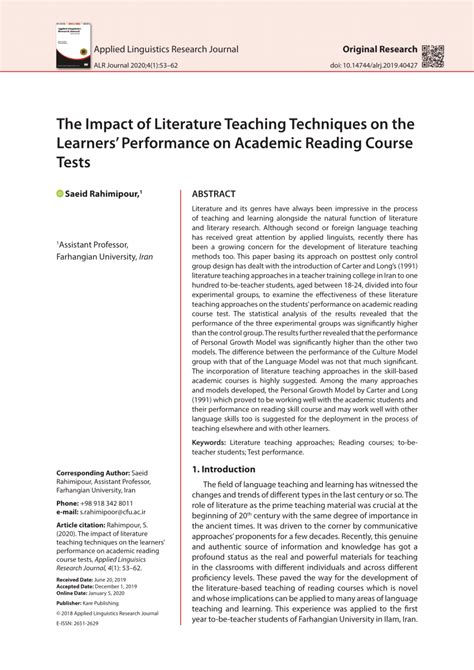 impact  literature teaching techniques   learners