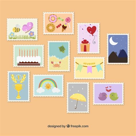 vector cute postage stamps