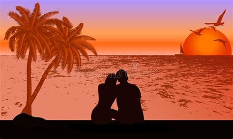 Couple Silhouette Beach Stock Illustrations 4 801 Couple Silhouette