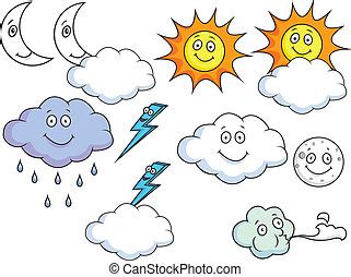 vector clip art  weather symbols doodle icon set illustration