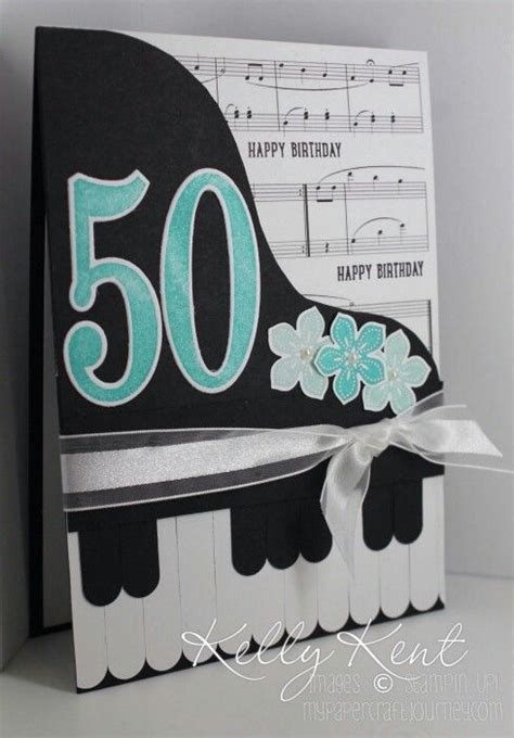 Large Numbers Framelits Piano 50th Birthday Cards