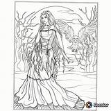 Coloring Pages Gothic Adult Adults Printable Fantasy Witch Halloween Vector Print Fairy 240sx Drawing Color Border Frame Getdrawings Getcolorings Detailed sketch template