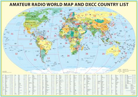 2020 Ham Radio Map With Dxcc Lookup Table 23x33 Amateur Radio