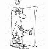 Door Cartoon Walking Through Man Tax Coloring Vector Outline Leishman Ron Royalty sketch template