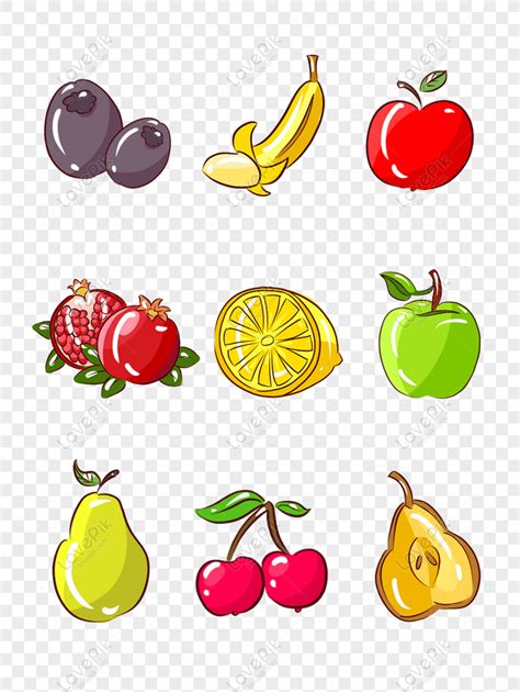 gambar buah  sayuran sederhana buah kartun digambar tangan elemen