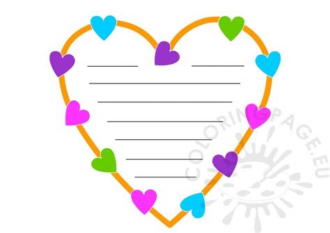 mothers day heart writing paper printable coloring page