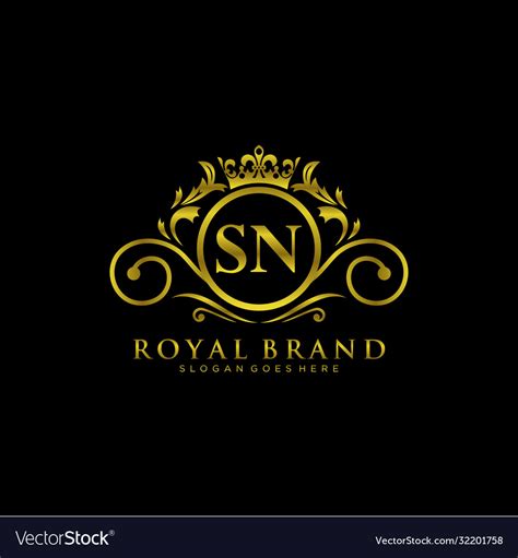 sn letter initial luxurious brand logo template vector image