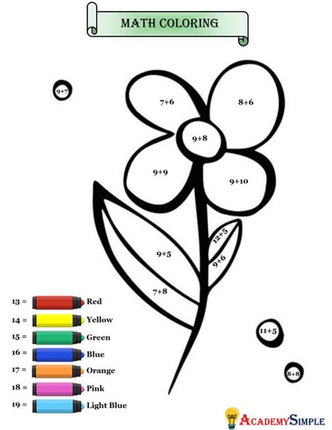 printable color  numbers math addition coloring  academy simple