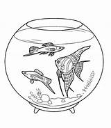 Fish Coloring Tank Pet Pretty Bowl Kids Netart Fun sketch template