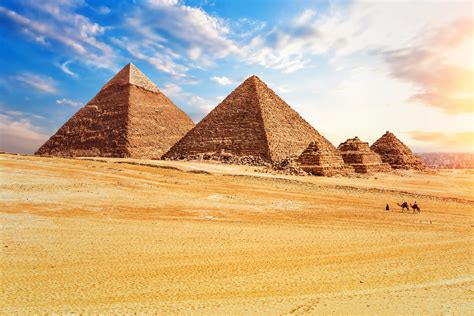 The Pyramids In The Sunny Desert Of Giza Egypt Dsa