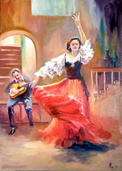flamenco dance painting  canvas spanish dance art work etsy