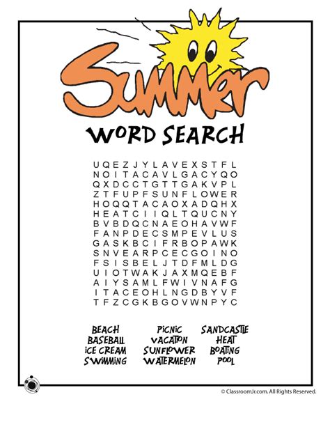 printable summer word search   fun pinterest word search