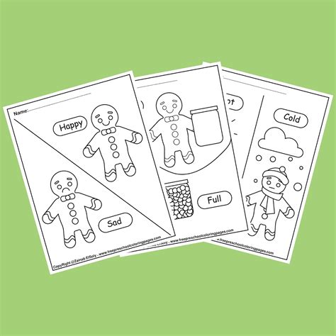 gingerbread man opposites coloring pages  kids