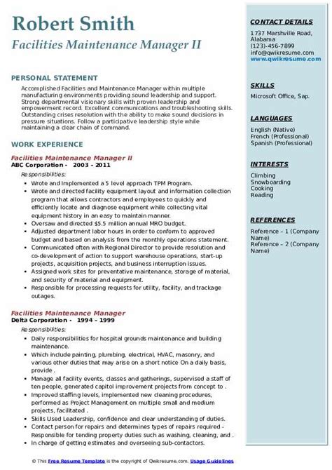 maintenance supervisor resume pdf maintenance supervisor resume