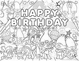 Trolls Coloring Pages Party Birthday Happy Troll Printable Movie Color Coloriage Kids Characters Printables Online Muppet Show Bonne Fete Sheets sketch template