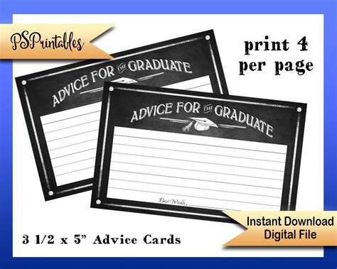 printable graduation advice cards  printable
