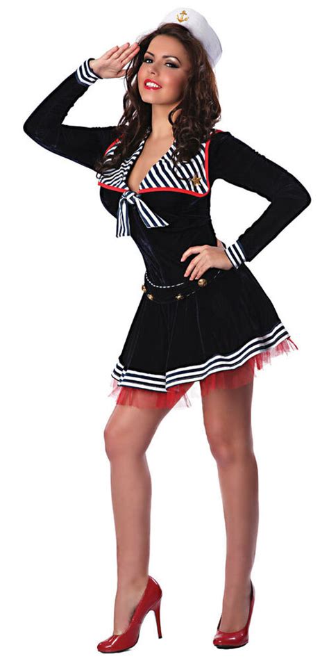 Pin Up Sailor Girl Usa Navy Black Retro Dress Up Halloween