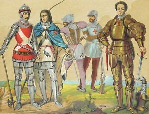 antique lithograph  english soldiers  middle ages  century ebay