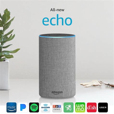 buy amazon echo  gen smart speaker  alexa heather gray fabric bwvsj