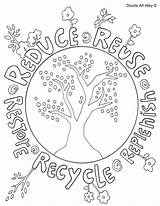 Recycle Coloring Recycling Reduce Earth Reuse Pages Doodle Kids Printable Bin Alley Pdf Mother Drawing Print Sheets Social Color Save sketch template
