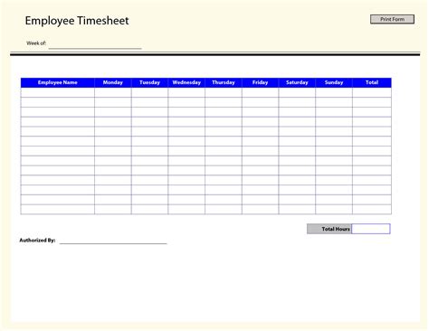 weekly timesheet template excel  rtf word  daily time