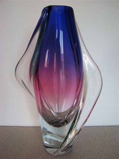14 Stunning Murano Vase Unique Purple Amethyst Blue Sommerso Italian