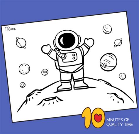 astronaut   moon coloring page  minutes  quality time