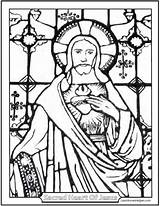 Stained Coloring Glass Pages Sacred Heart Jesus Window Religious First Catholic Church Friday Devotion Kids Color Saintanneshelper St Communion Colorings sketch template