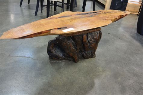 burl slab coffee table