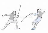 Toernooien Schermen Kampioenschap Fencing Tournament Kleurrijke Fencers Illustratie sketch template