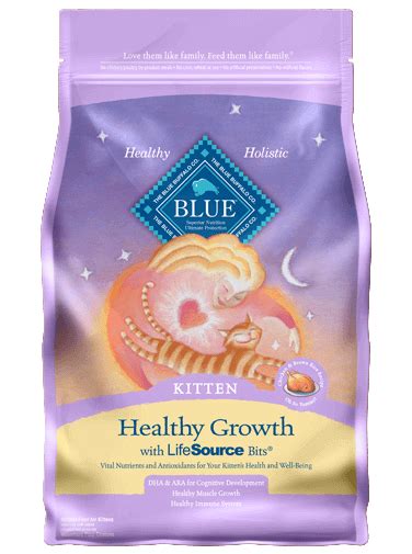 blue healthy growth dry kitten food chicken brown rice