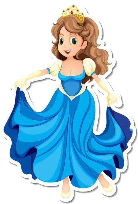 beautiful princess cartoon character sticker  vector art  vecteezy