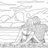Coloring Couple Pages Adult Book Printable Beach Adults Loving Color Colouring Sketches People Old Books Getcolorings Instant Drawing Blank Print sketch template