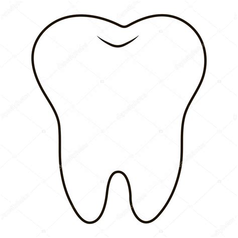 simple cartoon tooth white silhouette   blue background teeth