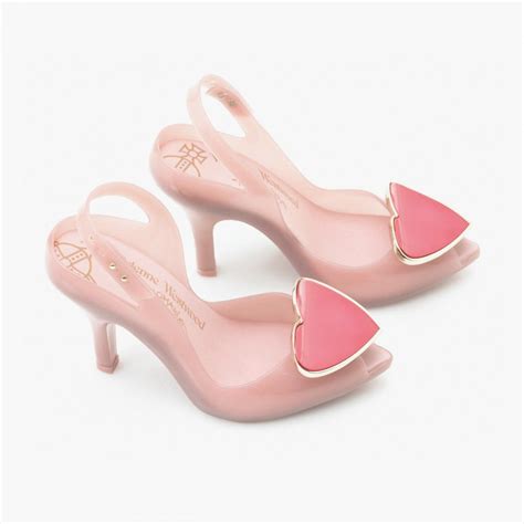 vivienne westwood melissa pink lady dragon hearts sling back peep toe heels for the love of