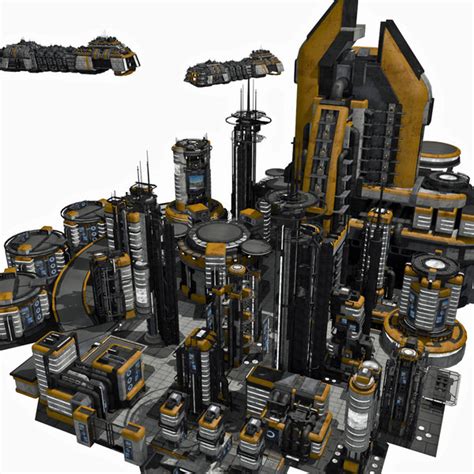 sci fi city 3d model