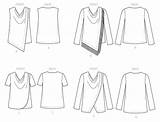Cowl Neck Mccall Patterns Sewing Misses Asymmetrical Tunic Overlay Tops sketch template