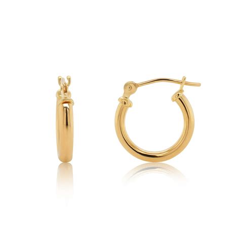 kezef  yellow gold polished small mm hoop earrings  women mm   diameter