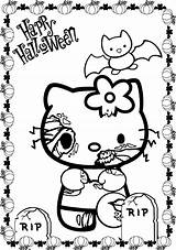 Coloring Kitty Hello Halloween Pages Scary Cat Printable Cartoon Print Color Beach Rip Colouring Kids Book Happy Zombie Getcolorings Cats sketch template