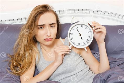 Shocked Young Woman Waking Up With Alarm Overslept Work Bad Sleep