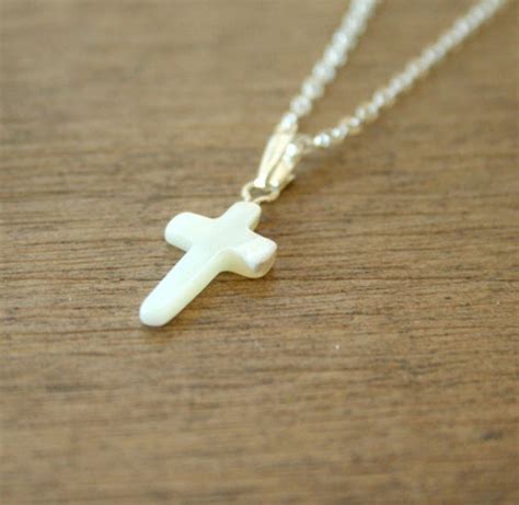 mother of pearl cross necklace a sterling silver necklace