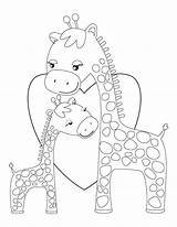 Coloring Giraffe Pages Printable Giraffes Mommy Animal Cartoon Color Baby Hugging Print Kids Cat Colouring Happy Birthday Pets Kid Sheknows sketch template