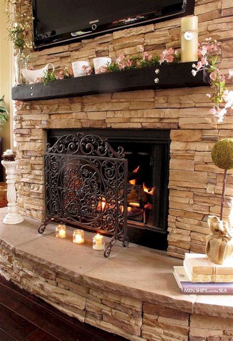 stone veneer fireplace  shiplap home fireplace fireplace