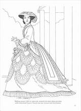 Coloring Pages Victorian Fashion Historical Woman Book Printable Mode Women Dress Fashions Adult Ladies Color Jahrhundert Vorlagen Ausmalbilder Coloriage Vintage sketch template
