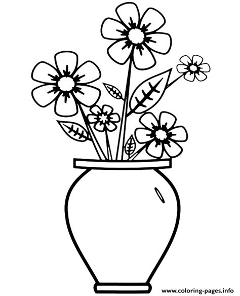 vase  flowers coloring page printable