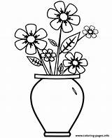 Flowers Coloring Vase Printable Pages Book sketch template